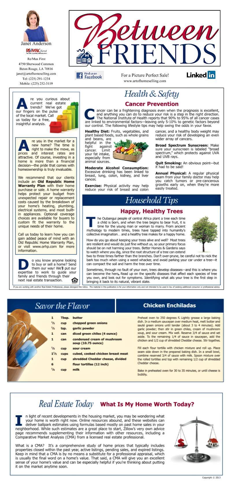 Janet Anderson Between Friends Newsletter