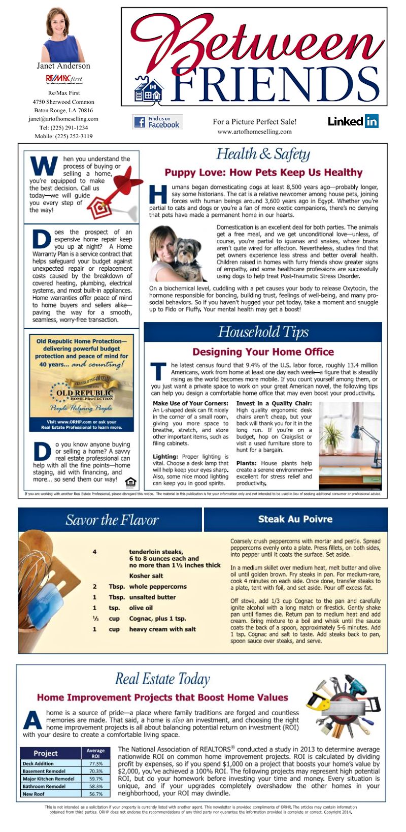 Janet Anderson Between Friends Newsletter