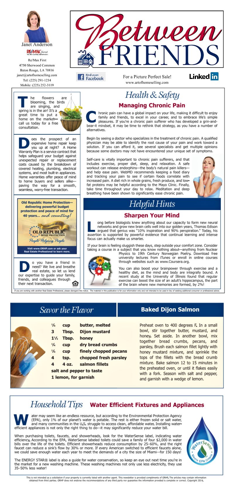 Janet Anderson Between Friends Newsletter