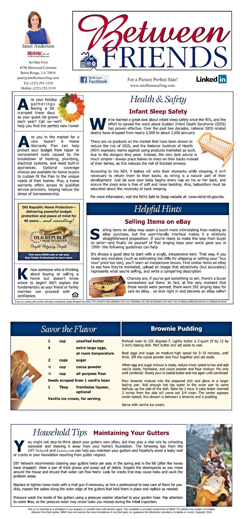 Janet Anderson Between Friends Newsletter