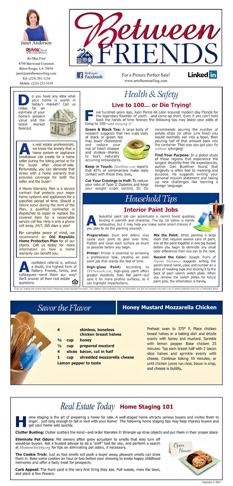 Janet Anderson Between Friends Newsletter