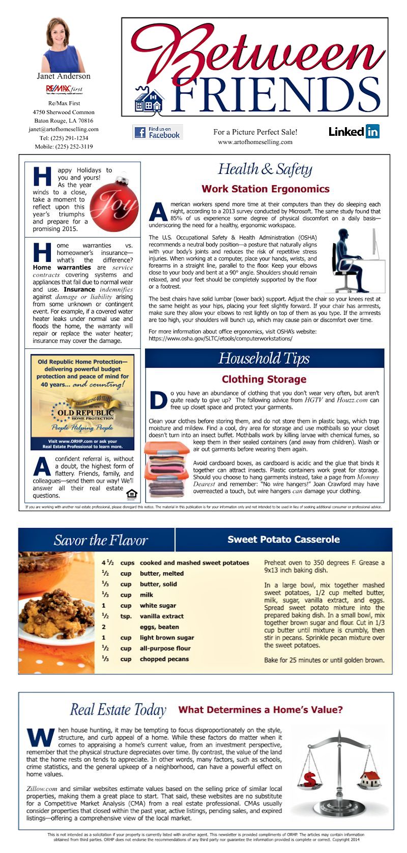 Janet Anderson Between Friends Newsletter